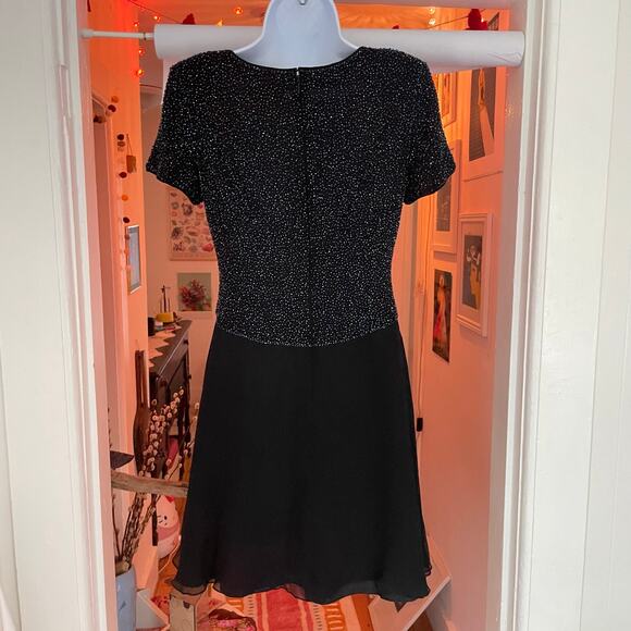 VTG Y2K Caché Mini Dress Sz 6 Silk Rainbow Beaded Party Cocktail Fairy Grunge - Picture 2 of 12